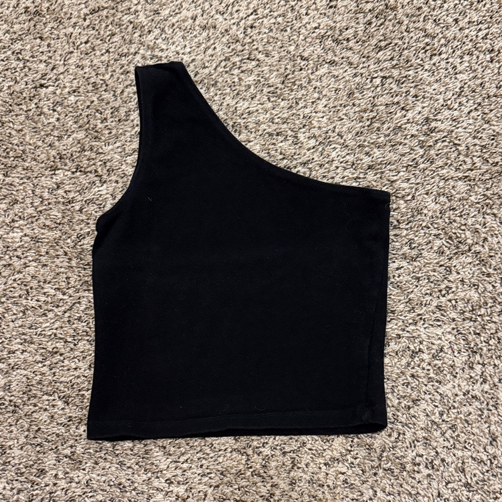 Brandy Melville Black One-Shoulder Crop Top